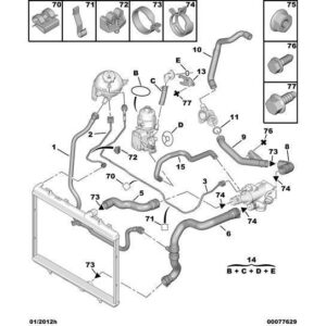 Citroen C4 2008-2010 Diesel Radiator Degassing Water Pipe