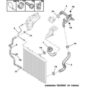Citroen Berlingo 2008-2012 Petrol Radiator Water Inlet Hose