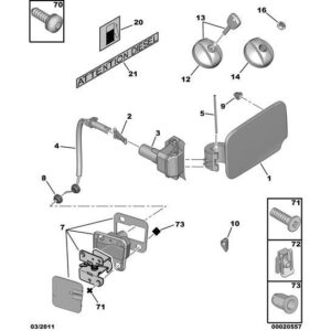 Citroen C8 2002-2008 Petrol Tailgate Hinge Shaft