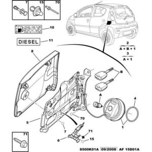 Citroen C1 2005-2009 Fuel Flap Bracket