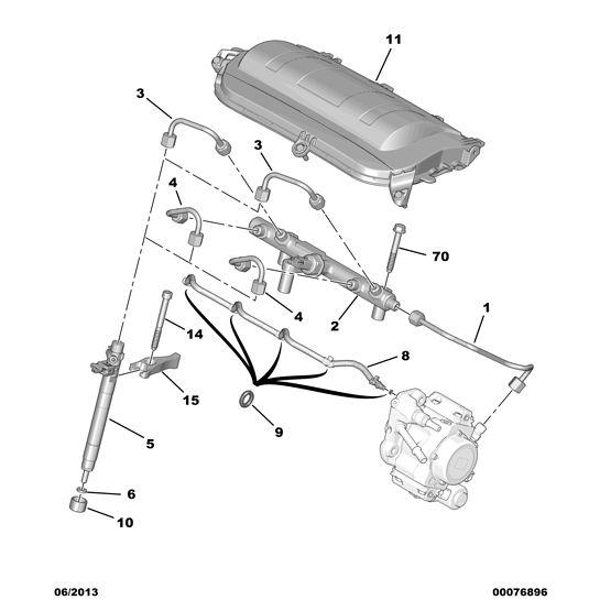 Citroen DS5 2011-2021 Petrol Diesel Injector Return Pipe 1574 AJ Citroen DS4 Diesel Injector Return Pipe