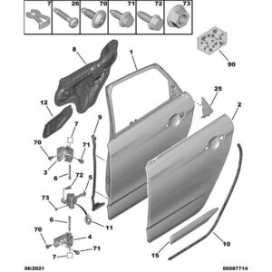 Citroen C4 2010-2013 Petrol Door Hinge Offside