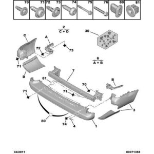Citroen Berlingo 2012-2015 Diesel Rear Bumper Fastenings