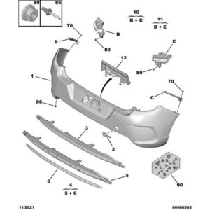 Citroen C4 2010-2013 Petrol Rear Bumper Fastenings