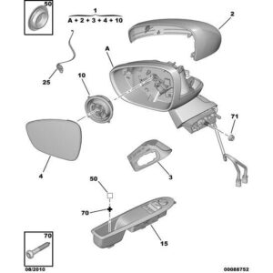 Citroen DS4 2010-2021 Diesel Outside Ext View Mirror Offside