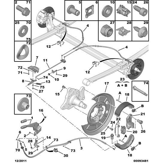 16 432 077 80 Citroen Relay 2006-2019 Diesel Secondary Brake Cable