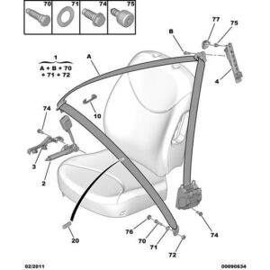 Citroen C3 2005-2009 Petrol Seat Belt Strap Diverter