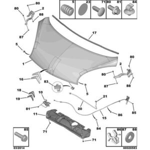 Citroen C1 2012-2014 Petrol Bonnet Stay