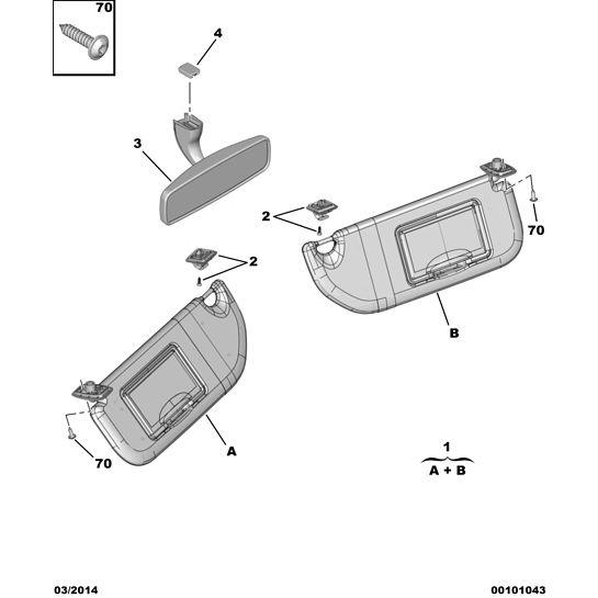 Citroen C1 2012-2014 Petrol Sun Visor Set | 16 117 728 BJ | Citroen ...