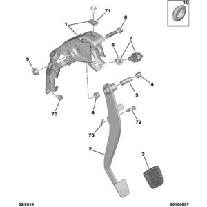 Citroen C1 2012-2014 Petrol Brake Pedal