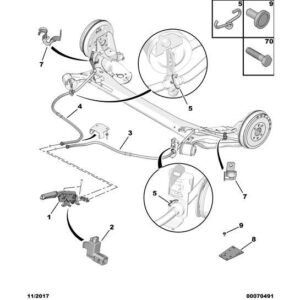 Citroen Nemo 2008-2015 Petrol Secondary Brake Cable