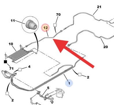 Citroen Berlingo 2012-2015 Diesel Fuel Return Pipe