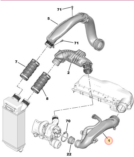 Screenshot 2025-10-23 092338 Citroen DS3 2010-2022 Petrol Turbo Air Intake Pipe.