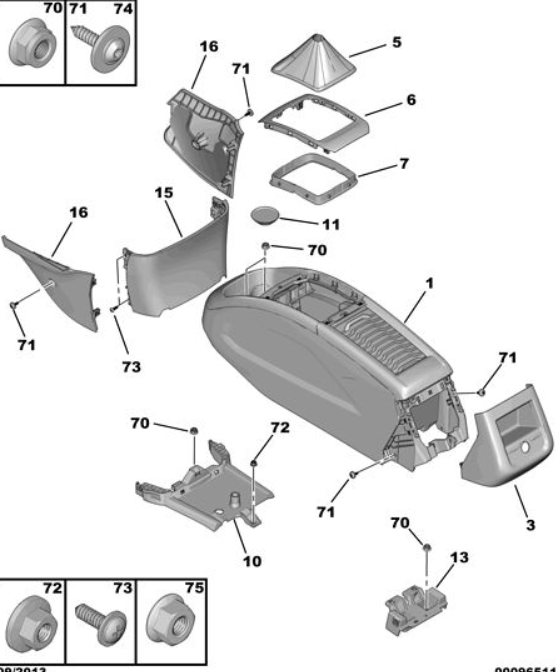 Citroen C4 Picasso 2018-2020 Floor Control Console