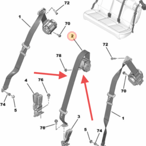 Citroen C3 Aircross 2017-2022 Middle Rear Seat Belt