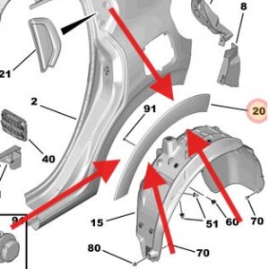 Citroen C3 2015-2022 Rear Wheel Arch Moulding