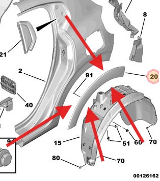 Citroen C3 2015-2022 Rear Wheel Arch Moulding