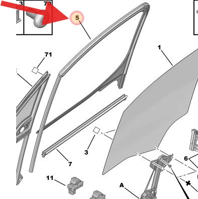 9300W0 Citroen Berlingo 2015-2018 Window Channel