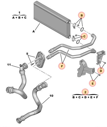 Citroen C4 2010-2017 Heater Matrix Pipe Kit