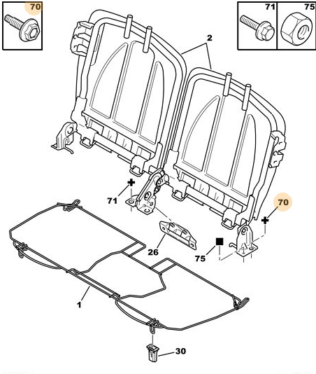 Citroen C1 2012-2014 Rear Seat Screw