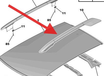 YQ000496Z3 Citroen C3 Aircross 2017-2022 Passenger Roof Rail (White)