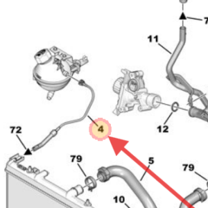 Citroen C4 2007-2011 Coolant Header Tank Return Pipe