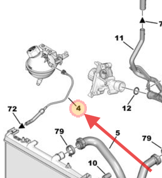 Citroen C4 2007-2011 Coolant Header Tank Return Pipe