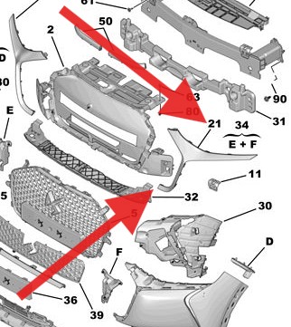Citroen DS3 Crossback 2018-Present Passenger Front Bumper Trim