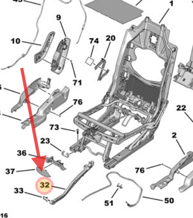Citroen C4 Grand Picasso 2010-2017 Centre Row Seat Rod