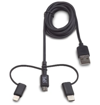 USB 3-IN-1 LIGHTNING + MICRO USB + USB C CABLE