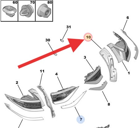 Citroen DS3 Crossback 2018-Present Drivers Rear Lamp Skirt