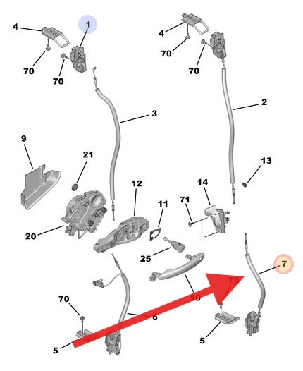 Citroen Dispatch 2016-2020 Hinged Rear Door Latch