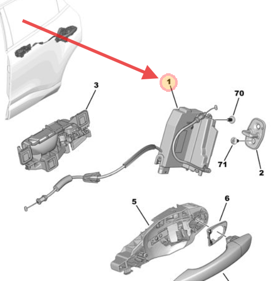 9832797380 Citroen C4 2021-Present Rear Door Latch