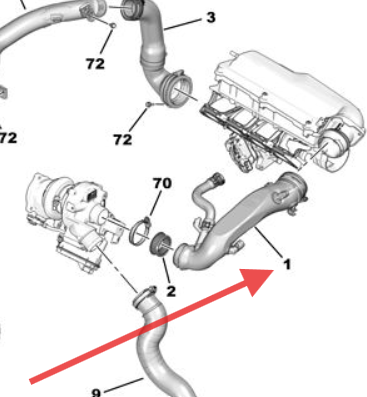 Citroen C5 Aircross 1.6 2018-2021 Turbo Air Intake Pipe