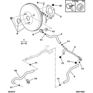 Citroen C-Crosser 2007-2012 Petrol Brake Vacuum Hose