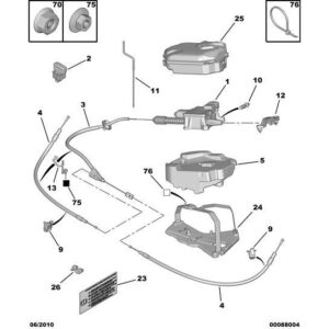 Citroen C4 2010-2013 Petrol Secondary Brake Cable