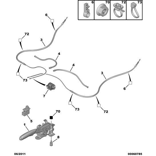 Citroen C4 2008-2010 Petrol Handbrake Cable Guide Seal