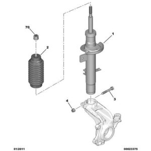 Citroen C2 2003-2007 Petrol Front Suspension Shock Absorber Right