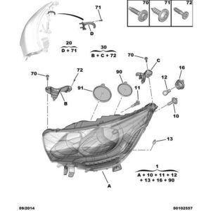 Citroen C4 2010-2013 Petrol Headlight Assembly
