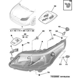 Citroen C4 2008-2010 Headlight Lamp