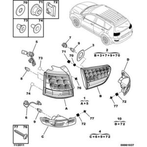 Citroen C-Crosser 2007-2012 Diesel Rear Fog Light Left