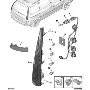 Citroen C8 2002-2008 Petrol Tail-Light Seal Right