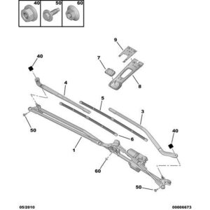 Citroen C4 2008-2010 Petrol Front Window Wiper Conrod Assy