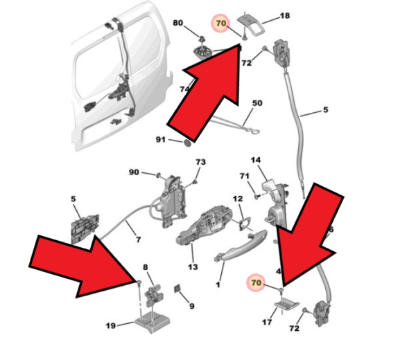 Citroen Berlingo 2018-2022 Barn Door Striker Plate Screw