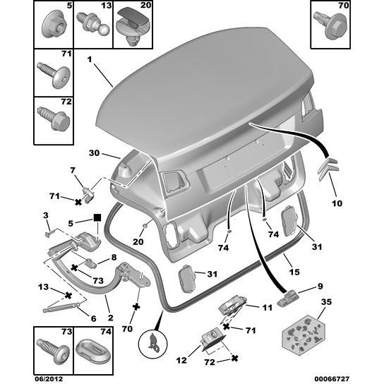 Citroen C5 2004-2008 Petrol Boot Fixings | 6999 JK | Citroen Direct Parts