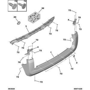Citroen Nemo 2008-2015 Petrol Rear Bumper Fastenings