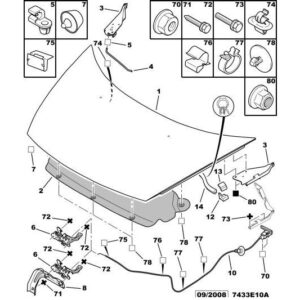 Citroen C3 2002-2005 Petrol Bonnet Control Fastener Clip