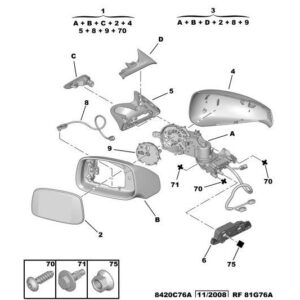 Citroen C8 2002-2008 Petrol Rear-View Mirror Housing Left