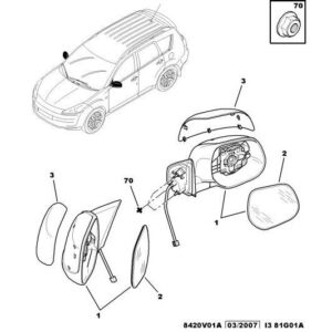 Citroen C-Crosser 2007-2012 Diesel Mirror Covers Alliage Left