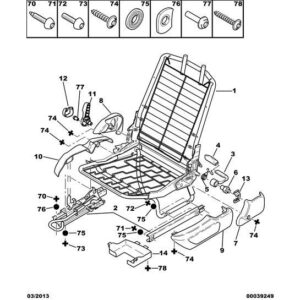 Citroen Saxo 1996-2004 Handle Control Tilting Fr Seat Offside